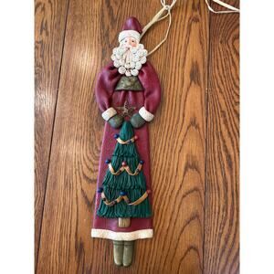 Vintage Cynthia Madrid Santa Claus Wall Decor Father Christmas Polymer Clay 19"